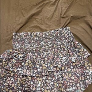 Altar'd State Floral A-Line Skirt - Brown and Cream